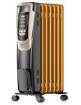 PELONIS Champagne Oil Filled Radiator Heater with Remote and Thermostat, 5 Temperature Settings for Indoor use Large Room, Energy Efficient Electric Space Heater with Safety Features