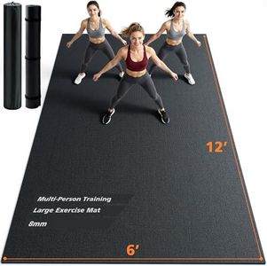 Rendpas Large Exercise Mat for Home Gym, 6'x4'/7'x5'/8'x6'/9'x6'/10'x6'/12'x6' (8mm) Extra Thick Workout Mat, High-Density PVC, Non-Slip, Shock Absorption for Cardio, Weights & Jump Rope