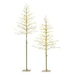 New One Golden Lighted Trees 2 Pack