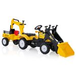 COSTWAY Kids Ride on Car, Pedal Excavator Tractor with Detachable Trailer, Moving Bucket Digger, Steering Wheel, Horn, Children Pedal Go Kart for 3-6 Years Old (Yellow)