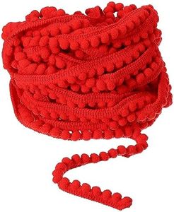 uxcell 10 Yards Pom Pom Ball Fringe Trim, Ribbon Sewing Accessory DIY Crafts for Home Curtain Clothes Pillow Decoration (5mm, Red)