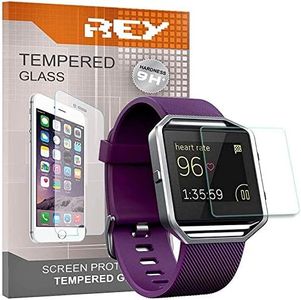 REY Pack of 3 Tempered Glass Screen Protectors for Fitbit Blaze Screen Protector 9H+ Hardness Anti-Scratch Oil Bubbles