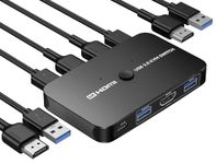 ABLEWE KVM Switch HDMI, KVM Switch 4k@60Hz USB Switch for 2 Computers Sharing Mouse Keyboard Printer to One HD Monitor with 2 HDMI Cable, USB C Power Cable and 2 USB Cables Included, Black