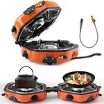 QSMYUYE 2 Burner Camping Stove Gas Portable, Foldable Camping Gas Stove with 17000 BTU Adjustable Burners & Piezo Ignition, for Camping, BBQ, Emergency Cooking