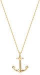 MEVECCO Gold Dainty Anchor Pendant Necklace,14K Gold Plated Cute Horizontal Hammered Necklace for Women