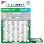 Filterbuy 18x24x1 Air Filter MERV 8 Dust Defense (2-Pack), Pleated HVAC AC Furnace Air Filters Replacement (Actual Size: 17.38 x 23.38 x 0.75 Inches)