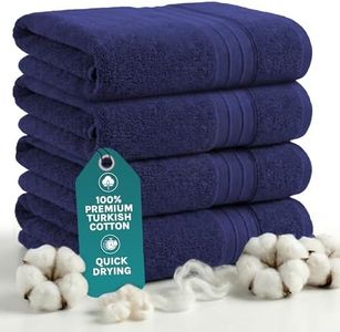 Luxury Bath Towels Extra Large Fluffy — Set of 4 Plush Hotel Towel for Bathroom Luxury — Made from Soft Superior Turkish Cotton, Thick, Absorbent, Easy Dry, Durable (Navy Blue - 30x56)