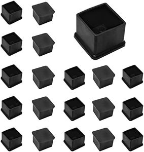 Cjueiom 20pcs 38mm / 1-1/2" Chair Leg Floor Protectors Square Table Legs Covers, Black Chair Leg Caps PVC Furniture Leg Protectors, Chair Feet Protectors Stoppers Tips Ferrules Pads
