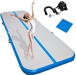 Dolphy 10ft Inflatable Air Gymnastics Mat, Training Tumbling Mat, 4 inches Thickness Tumble Tracks Air Training Mats with Electric Air Pump for Indoor/Gym/Outdoor/Yoga/Water/School Use Blue