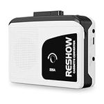 Reshow Portable Cassette Player with Built-in Speaker and Headphone Jack, USB C Cassette to MP3 Converter, Reverse Recording to Tape, Walkman Cassette Recorder, Full Stereo Sound-White