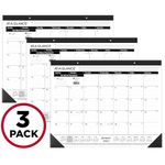 AT-A-GLANCE 2025 Desk Calendar, Desk Pad, Monthly, 21-3/4" x 17", Large, Ruled Blocks, 3 Pack (AZSK240025)