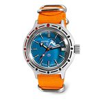 Vostok | Amphibia 420059 Scuba Dude Automatic Self-Winding Diver Wrist Watch | Orange Strap, orange, L, Modern