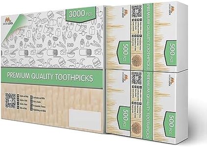 3000 Pieces Premium Bamboo Wooden Toothpicks - For Personal Hygiene, Disposable Appetizer Skewers, Cocktail Sticks or Arts & Crafts - by Mobi Lock