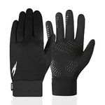 WESTWOOD FOX Winter Thermal Gloves Windproof Running Gloves Touch Screen Warm Anti Slip Silicone Cycling Gloves for Men Women, Elastic Cuff for Driving, Ski Running Football Sports (Black, S)