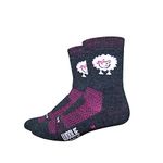 DEFEET Woolie Boolie Baaad Sheep Socks, Charcoal/Neon Pink, Small