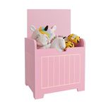 Kids Storage Chests & Trunks,Small Box Cube Toy Storage Organizer Pink,Wooden Entryway Storage Bin For Home Books Clothes Toy,Small Square Nightstand ForPlayroom,Bedroom(15.4x11.8x15.3inches)