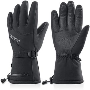 VELAZZIO Ski Gloves Waterproof Breathable Snowboard Gloves, 3M Thinsulate Insulated Warm Winter Snow Gloves, Fits Both Men & Women (Black, L)