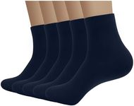 SERISIMPLE Viscose Bamboo Men sock Breathable Sock Quarter Thin Ankle High Sock Comfort Cool soft Sock 5 Pairs (US, Alpha, X-Large, Regular, Regular, Navy blue)