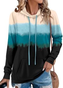 Angerella Plus Size Tie Dye Hoodie for Women Drawstring Pullover Hooded Sweatshirt Long Sleeve Color Block Hoody Black Blue 3XL