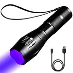 YZYOE Rechargeable Black Light UV Flashlights, UV Light, Black Light Flashlight Mini,UV Lamp, Dry Stains, Bed Bug, Matching with Pet Odor Eliminator，Scorpion,395 nm LED Flashlight.