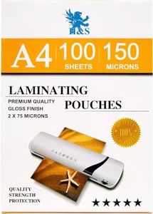 H&S Laminating Sheets - 100 pcs x A4 - Crystal Clear Laminate Pouches - Artist-Quality 150 Micron (2 x 75 Micron) Gloss Laminator