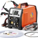 HITBOX Multifunctional Welder Plasma Cutter Combo, 200A 240V Aluminum Pulse MIG/Gas/Flux Core MIG/HF TIG/ 40A Plasma Cutter/Stick/Spot with 2T/4T, Synergy, Large Digital Display