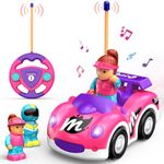 Elovien Remote Control Car for Kids, RC Car Toys for Girls 2-3, Radio Race Car with Lights & Music, Toddlers Girls Toys Age 2 3 4 5 6 (Pink)