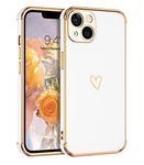 GUAGUA Case for iPhone 13, iPhone 13 Cases Cute Heart Pattern Soft TPU Plating Cover for Women Girls with Camera Protection & 4 Corners Shockproof Protection Phone Cases for iPhone 13 6.1" White