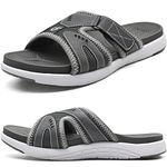 COFACE Mens Sport Recovery Sandals Plantar Fasciitis Soft Cushion Lightweight Orthotic Slides for Men Grey Size 7