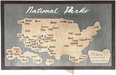 Lemap US Wooden National Parks Travel Map With Trees To Record Park Visits (Light Grey, Size L/Ships from Amazon)