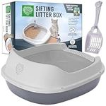 Small Pet Select - Pine Pellet Cat Litter Box, with 5 Pee Pads and Litter Scoop, Premium System for Cats and Other Small Animals, Tidy and Easy to Clean with Drawer, Scoop, and Removable Tray