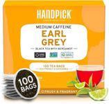 HANDPICK, Earl Grey Black Tea Bags (100 Count) Double Bergamot Oil | Caffeinated, Earl Grey Tea Bags | Flavoured With Citrus and Bergamot Brew Hot/Iced Tea with or without milk