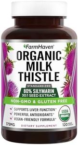 FarmHaven USDA Organic Milk Thistle Capsules |30X Concentrated Seed Extract & 80% Silymarin Standardized - Supports Liver Function and Overall Health | Non-GMO | 120 Veggie Capsules
