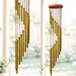 Amazon Basics Wind Chimes for Balcony Decoration, Home Decor & Positive Vibes | Soothing Musical Sound | Metal Hanging for Indoor/Outdoor | Color: Gold | Material: Aluminum | Size: 69L x 12W x 12H cms