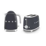 Smeg 50’s Style Retro Range Breakfast Set, 1.7L 3000W Kettle and Multi-Functional Control 2-Slice 950W Toaster, Slate Grey, KLF03GRUK/ TSF01GRUK