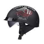 Woljay Motorcycle Vintage Half Helmets Motorcycle Biker Cruiser Scooter Touring Helmet (M, Lucky Eleven)