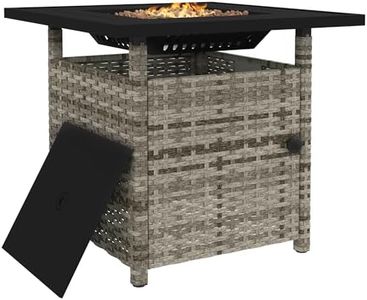 Outsunny 72.5cm Outdoor PE Rattan Fire Pit Table for Garden, 50,000 BTU Pulse-Ignition with Volcanic Rock, Rain Cover, Grey