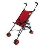 The New York Doll Collection Red Quilted Adorable First Dolls Buggy (Stroller) - Folds for Storage - Doll Pram - Gift for Toddlers - Doll Accessories