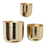 Deco 79 Metal Indoor Outdoor Floating Wall Planter, Set of 3 9", 7", 6" H, Gold