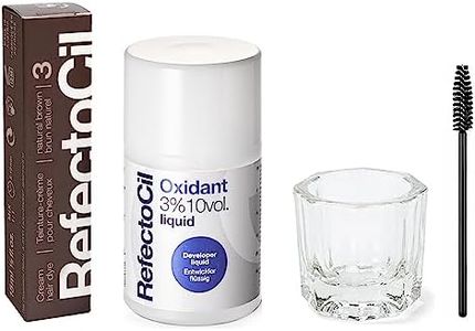 RefectoCil Natural Brown (#3) Hair Tinting Kit Includes Cream Hair Dye + Liquid Oxidant 3% + Mixing Brush & Mixing Dish