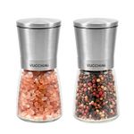 Salt and Pepper Grinder Set - Adjustable Stainless Steel Spice Ceramic Grinders Mill Shaker for Kitchen Table - Stainless Steel color