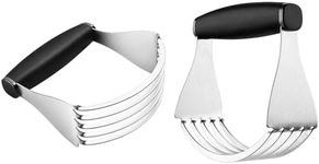 Spring Chef XL Dough Blender For Baking, Heavy Duty Pastry Blender, Stainless Steel Pastry Cutter Tool with Sharp Blades, Dough Mixer, Butter Cutter for Easy Mixing, Dishwasher Safe - 2 Pack - Black