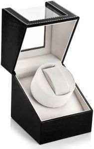 TOPWAY Single Automatic Watch Winder: Watch Winder Box Bidirection Rotation for Women and Men Mechanical Watch - Battery Powered or Type-C