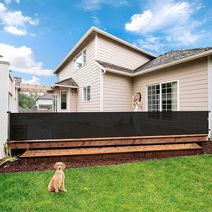 195 Inch Extra Wide Retractable Baby Gate for Large Openings, 35" Tall Extra Long Baby Gate for Doorway and Stairs Indoor Outdoor Retractable Dog Gate Long Mesh Child Gates for Kids or Pets, Black