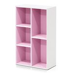 Furinno Luder 5-Cube Reversible Open Shelf, White/Pink