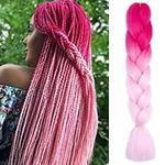 Woven hair extensions, 2-color braided hair extensions, fashionable synthetic fiber braided hair from peach red to light pink, big braid hair extension synthetic wig DIY wig role-playing