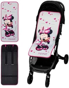 Interbaby Colchoneta Silla Paseo Universal para Verano | Transpirable y Cómoda | Funda Carro Bebe 100% Algodón, 84x34cm, Protectores para Arnés | Funda Silla Paseo Minnie Blossons