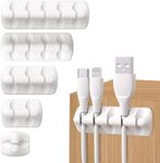 Cable Holder Clips, 5-Pack Wire Organiser, Silicone Self Adhesive Cable Tidy Cord Organizer for USB Charging Wire PC Office Home, Desk Accessories(White)