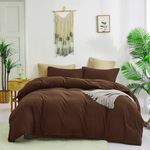 KAREVER Brown Comforter Set Queen Coffee Color Bedding Set 3 Pieces Solid Chestnut Brown Color All Season Blanket Set Women Coffee Brown Color Lightweight Comforter Set Queen Breathable Bed Comforter