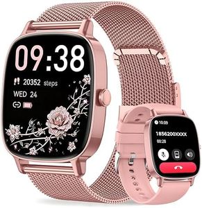 Smart Watches for Women, Answer/Make Call, 1.85'' HD Screen Fitness watch with Heart Rate/Sleep/SpO2 Monitor, Smart watch for iPhone/Android, 120+Sport Mode, IP68 waterproof - Two Straps, Rose Gold